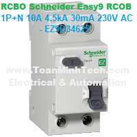 CB bảo vệ và chống dòng rò RCBO Schneider - Easy9 RCOB - 1P+N 25A 4.5kA 30mA 230V AC - EZ9D34625